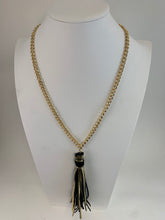 Load image into Gallery viewer, Tassel Necklace Gold/Black Leather