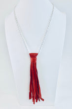 Load image into Gallery viewer, Tassel Necklace Red Leather