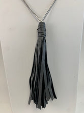 Load image into Gallery viewer, Tassel Necklace Gray Leather