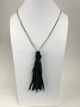 Load image into Gallery viewer, Tassel Necklace Black Leather