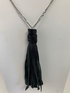 Tassel Necklace Black Leather
