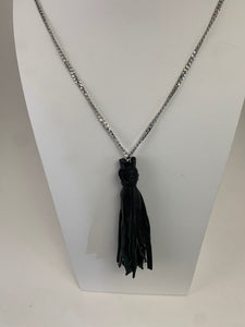 Tassel Necklace Black Leather