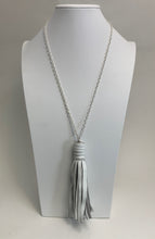 Load image into Gallery viewer, Tassel Necklace White Leather