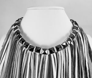 Boho Chic 'Bib Style' Fringe Leather Necklace
