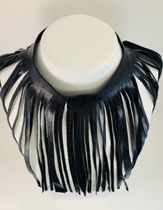 Shredded Leather Statement Necklace