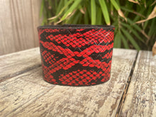 Load image into Gallery viewer, Red Leather Snakeskin Bracelet/Cuff
