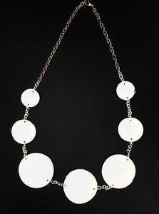 Circle Necklace White Leather
