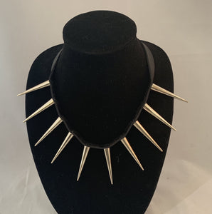 Rani Leather and Spike Necklace