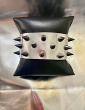 Load image into Gallery viewer, Metallic Leather Spiked Cuff Bracelet