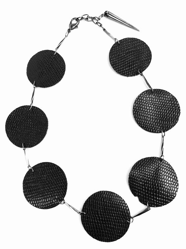 Circle Necklace Black Leather