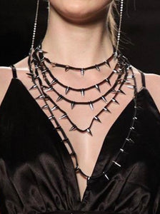 Layered 'Spiderweb' Spiked Necklace