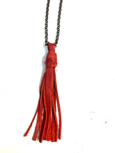 Load image into Gallery viewer, Tassel Necklace Red Leather